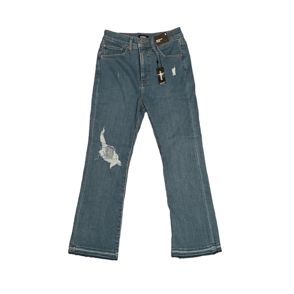 New With Tags Womens Express Flared High Rise Blue Jeans size 6